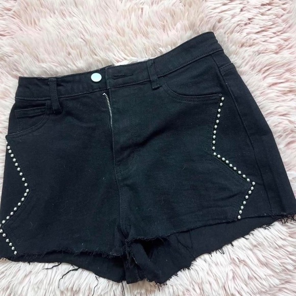 WINDSOR Black Women's High-Waist Denim Studded Shorts *NEW* SALE 2/$40 - Picture 4 of 5